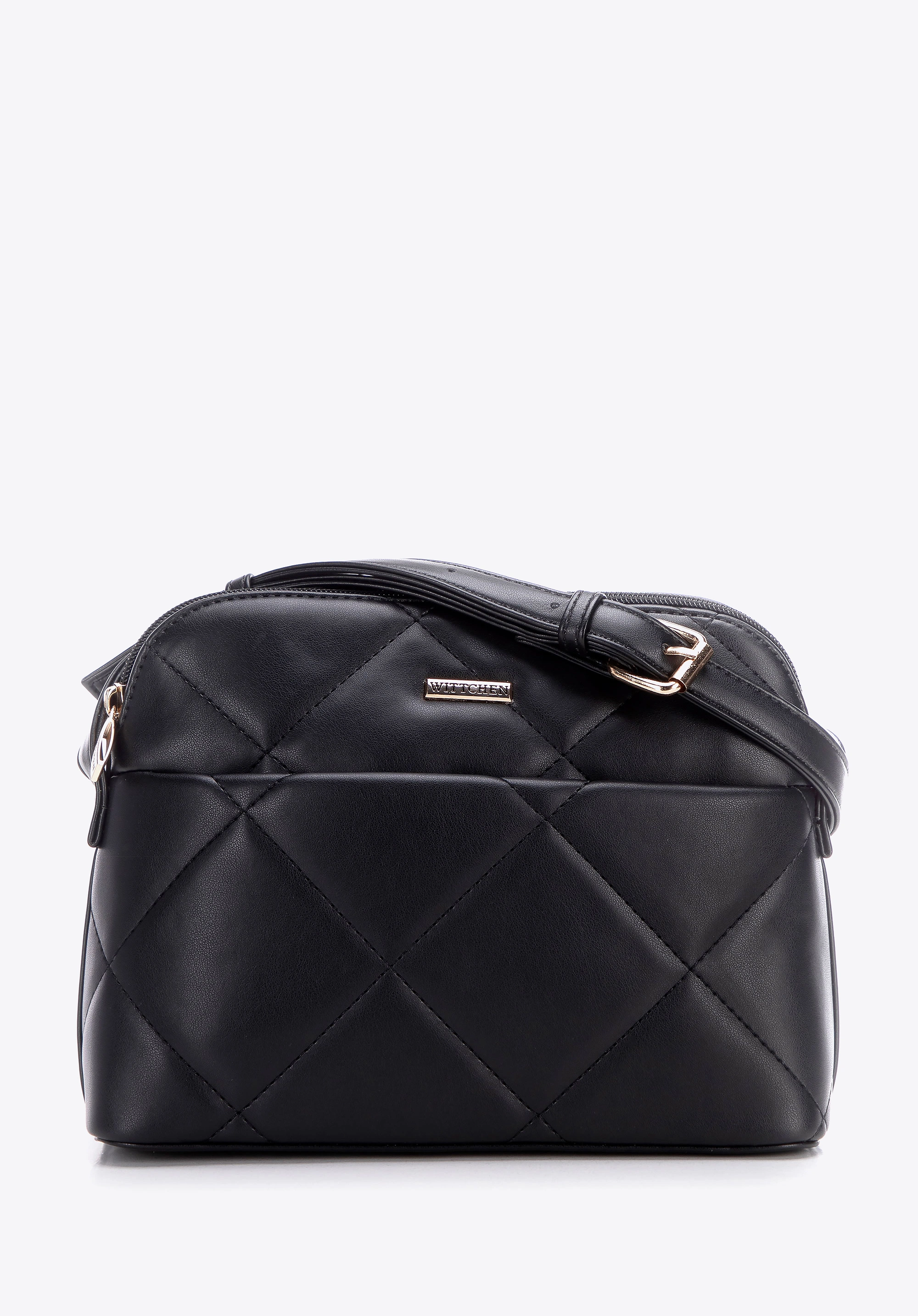 Damska crossbody z przeszyciami ekoskóra czarno - złota