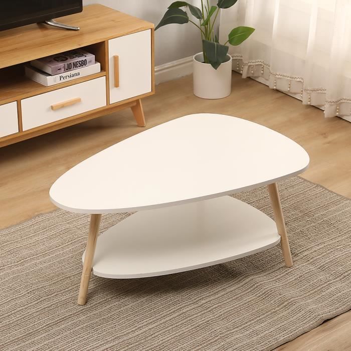 Mesa de centro de design contemporâneo - XJING - Preto e branco - Retangular - 90x60x40cm