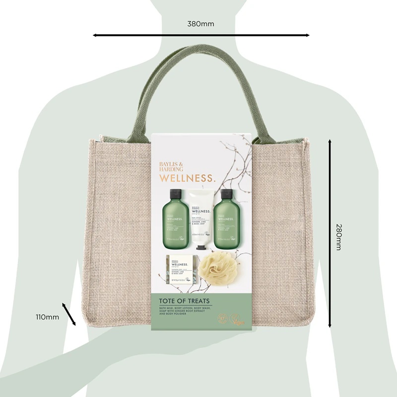 Darilni set Baylis & Harding Wellness. Energise Kozmetična torbica Ingver, limeta in bazilika