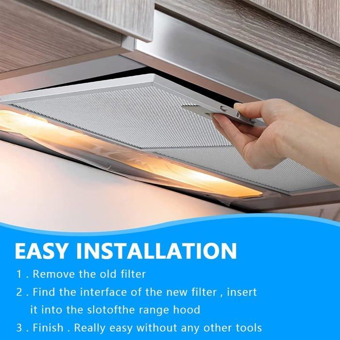 Filtro de grasa metálico de 2 piezas para campana extractora, 320x260 mm, accesorio de filtro de malla para campana extractora - Plateado