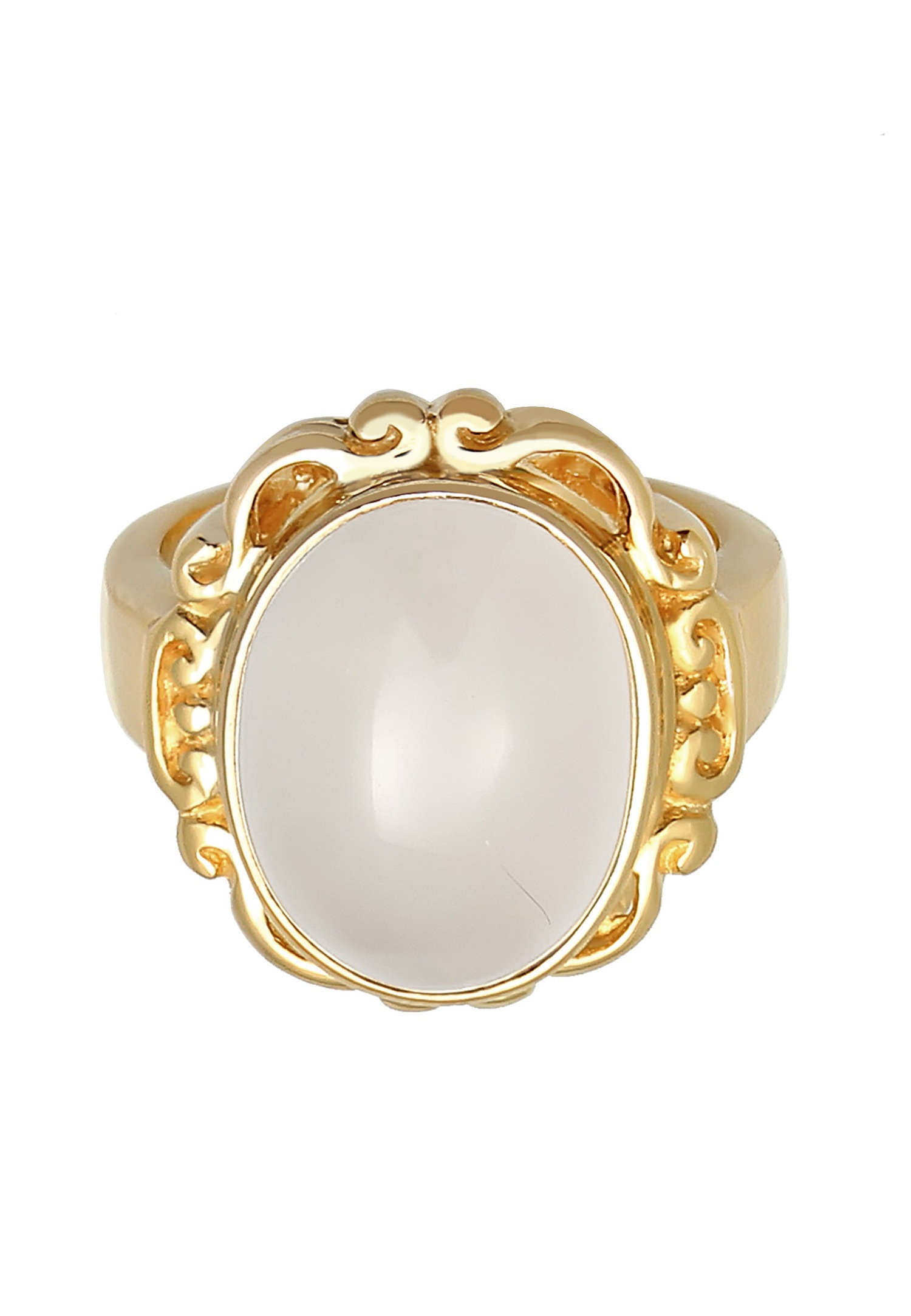 Elli PREMIUM Femmes Vintage Chunky Trend Blogger avec pierre de lune en argent sterling 925 plaqué or
