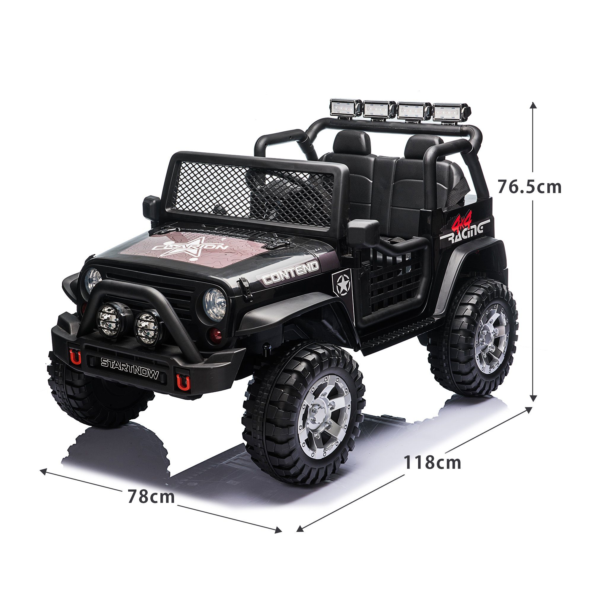 Merax sähköinen lastenauto, kantavuus 50 kg, 2 istuinta, sähköauto USB:llä, AUX:lla ja Bluetoothilla, mukaan lukien kaukosäädin