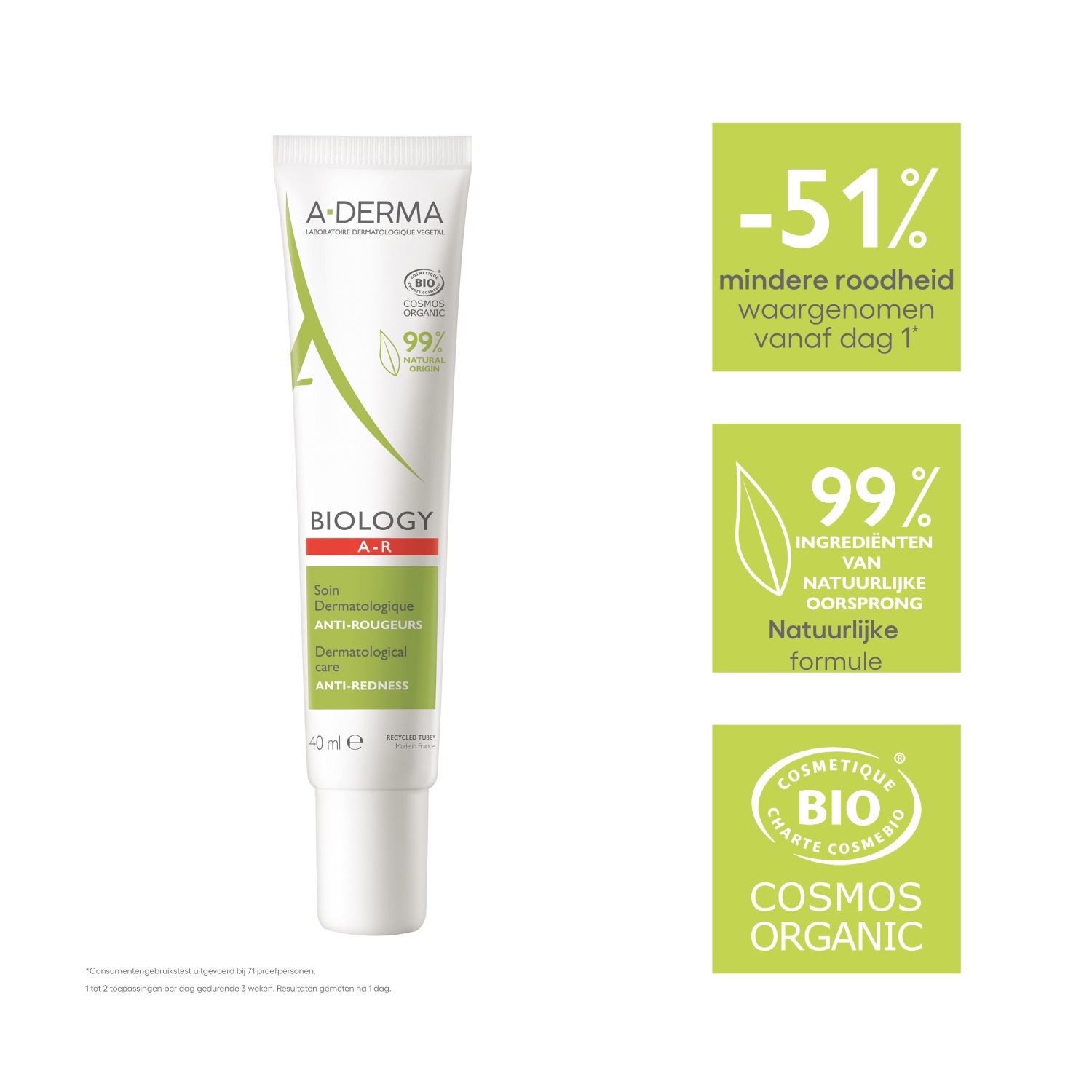 A-DERMA Gezichtslotion Biology A - R Dermatologische Verzorging Anti-Roodheid - 40 ml
