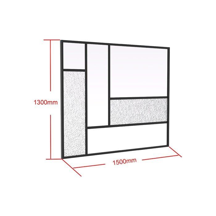Techo de cristal de diseño asimétrico en aluminio con recubrimiento en polvo y cristal templado texturizado - 150 x 130 cm - FAIRVIEW