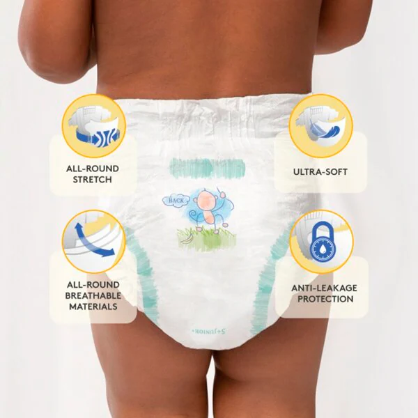 Scutece Kruidvat Junior Plus Size 5+, cutie volum, mărimea 5+ (14-18 kg), 204 bucăți