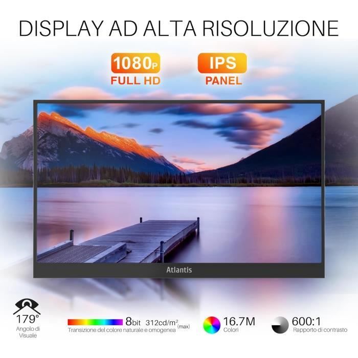 Draagbare monitor van 16 inch - ATLANTIS - 1080p Full HD - HDMI/Type-C - IPS-scherm - Ingebouwde luidsprekers