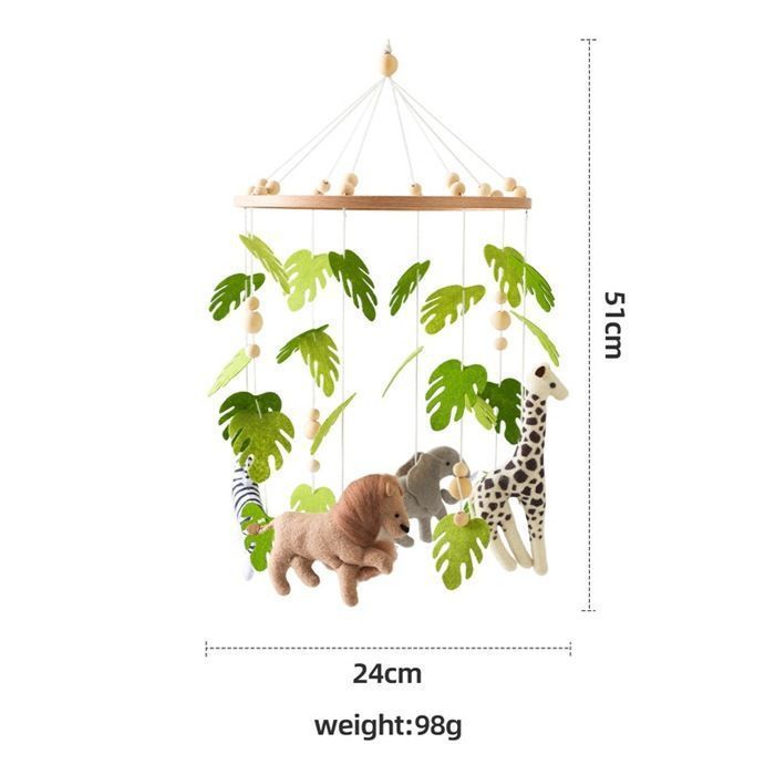 Wooden Baby Mobile - Crib Bell Baby Toy - NONE - Forest Animal Bed Bell - Gift for Baby Girls Boys Label