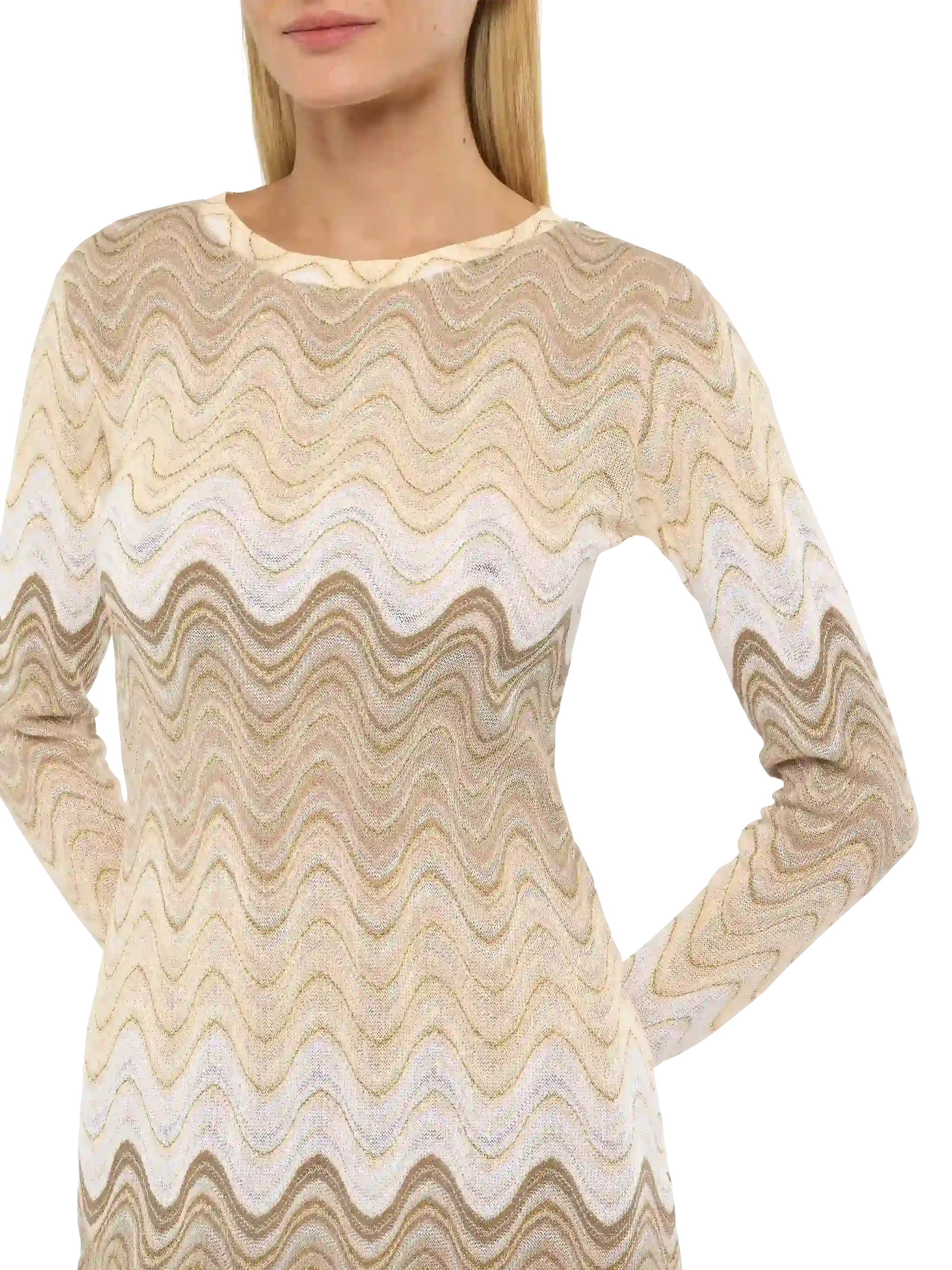 Imany mini abito in maglia raschel tonalità oro