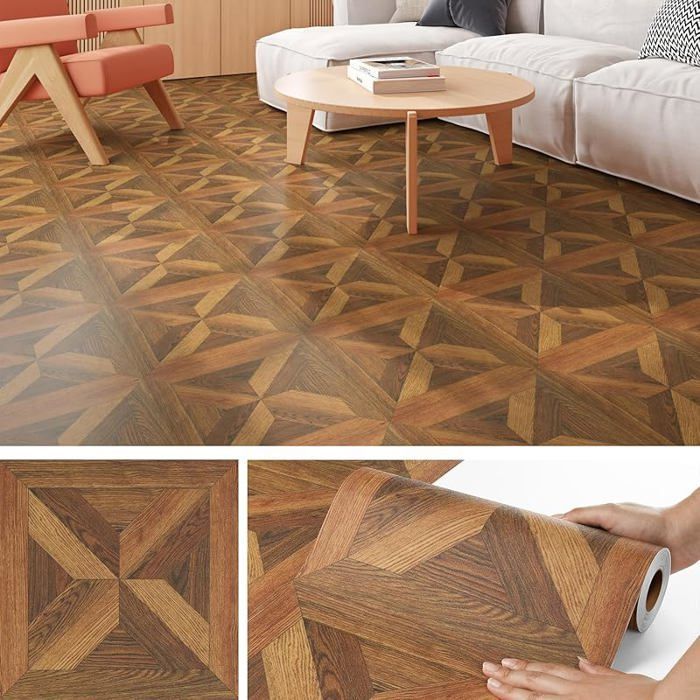 Lino Sol Rouleau Effet Parquet Foncé 30x450CM Revetement de Sol PVC en Rouleau Lino 30x450CM Bois Marron Retro BOIS MARRON SOLS PVC