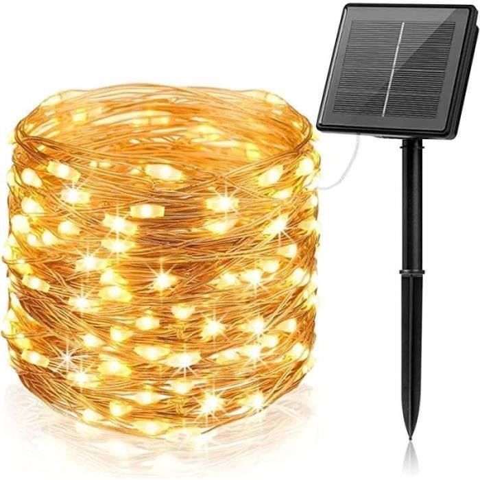Guirnalda de luces solares para exteriores AMOUNE - 12 m, 120 LED - Blanco cálido