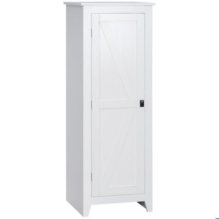 Armario de almacenamiento independiente - HOMCOM - ahorra espacio, estilo clásico, 2 estantes ajustables - madera - 120 cm de alto - blanco