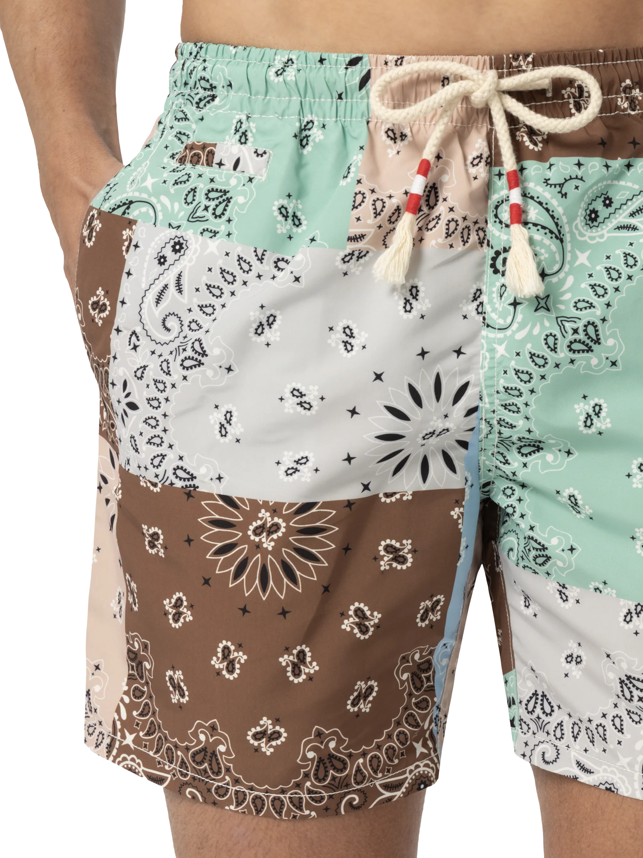 Costume mare lunghezza media Caprese con stampa bandana patch