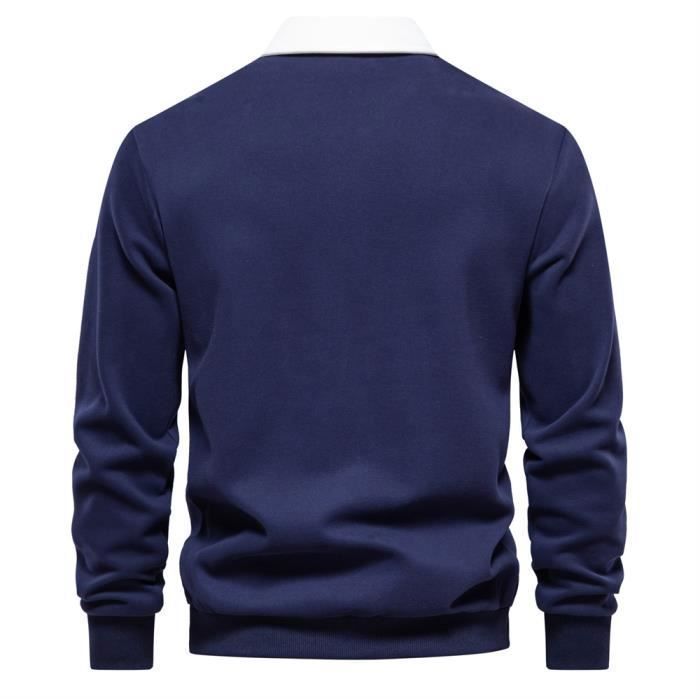 Maglione da uomo a maniche lunghe, casual, tinta unita, tessuto confortevole, ideale per primavera e autunno - Taglia UE - Nero