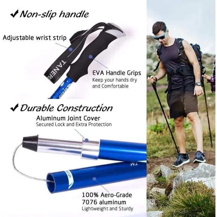 Telescopische wandelstokken - Opvouwbaar, antislip en schokabsorberend, ultralicht, voor bergbeklimmen en wandelen (één paar)