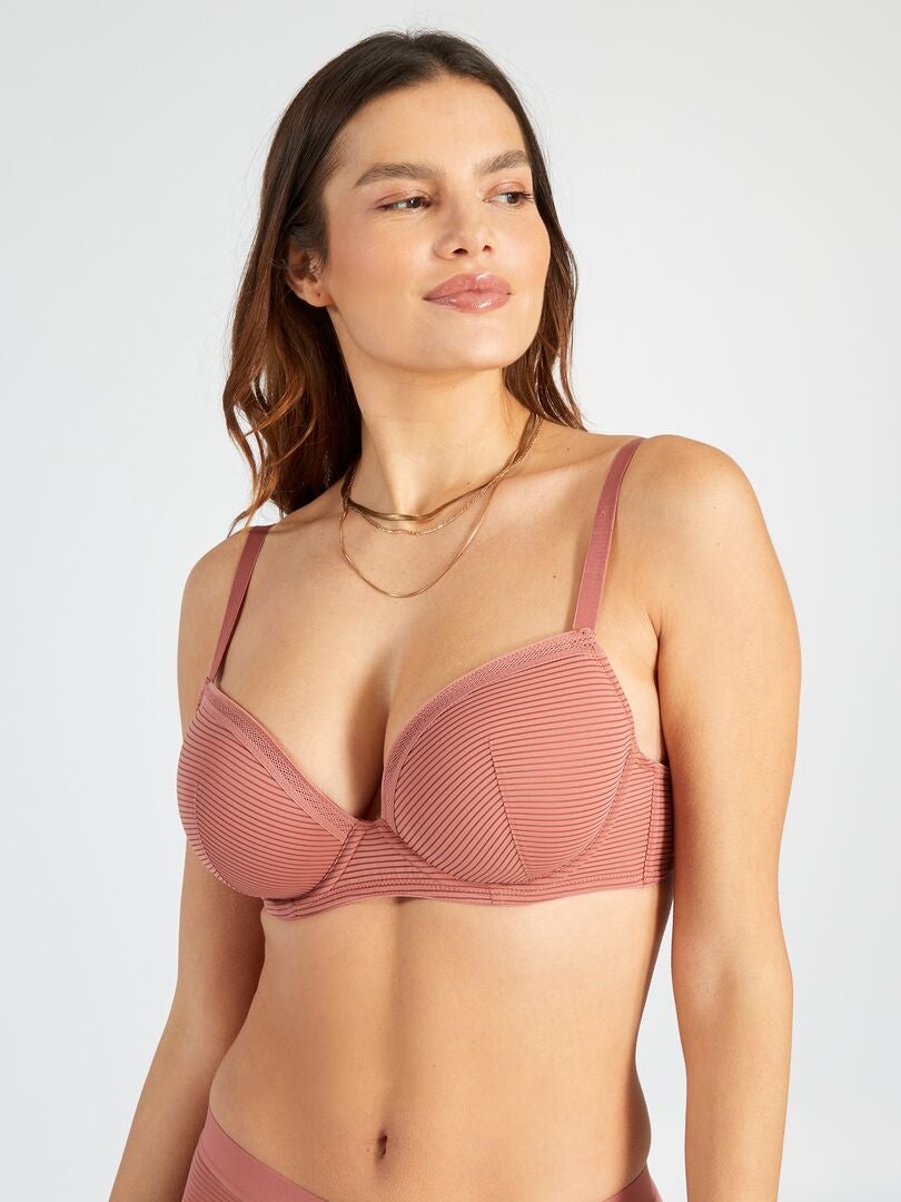 Sutiã D&E Fine Stripe Perfurated Microfibra - ROSA