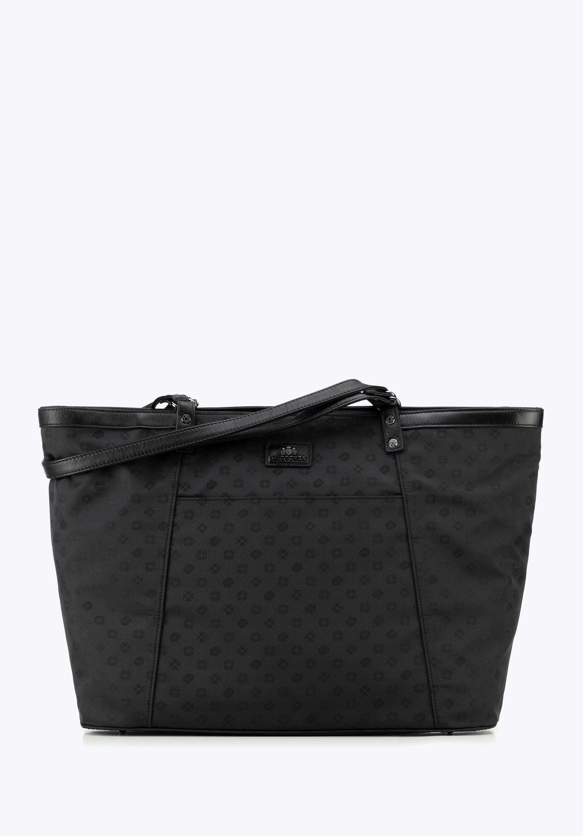 Torebka shopperka żakardowa w monogram czarna