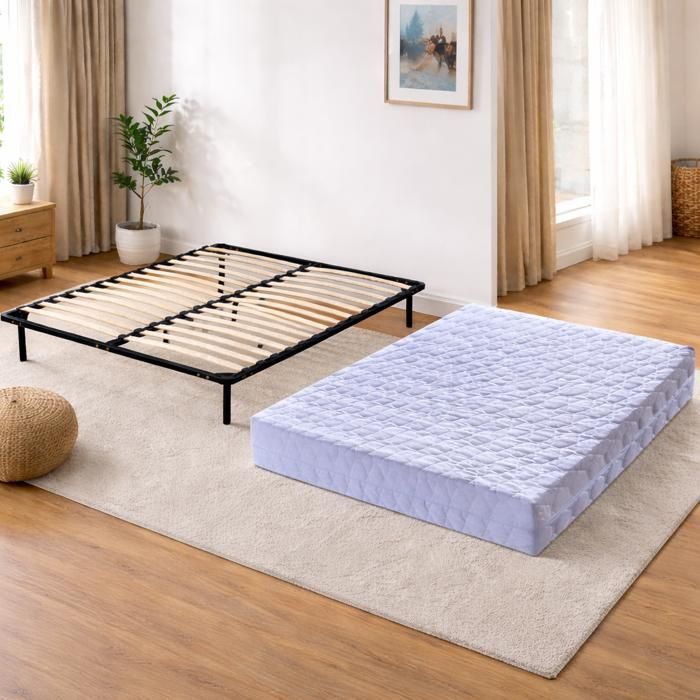 Mattress 70x190 cm, bed base with legs - latex contact surface - Compatible with electric bed bases - 80 kg/m³ density - 21 cm height - Comfort