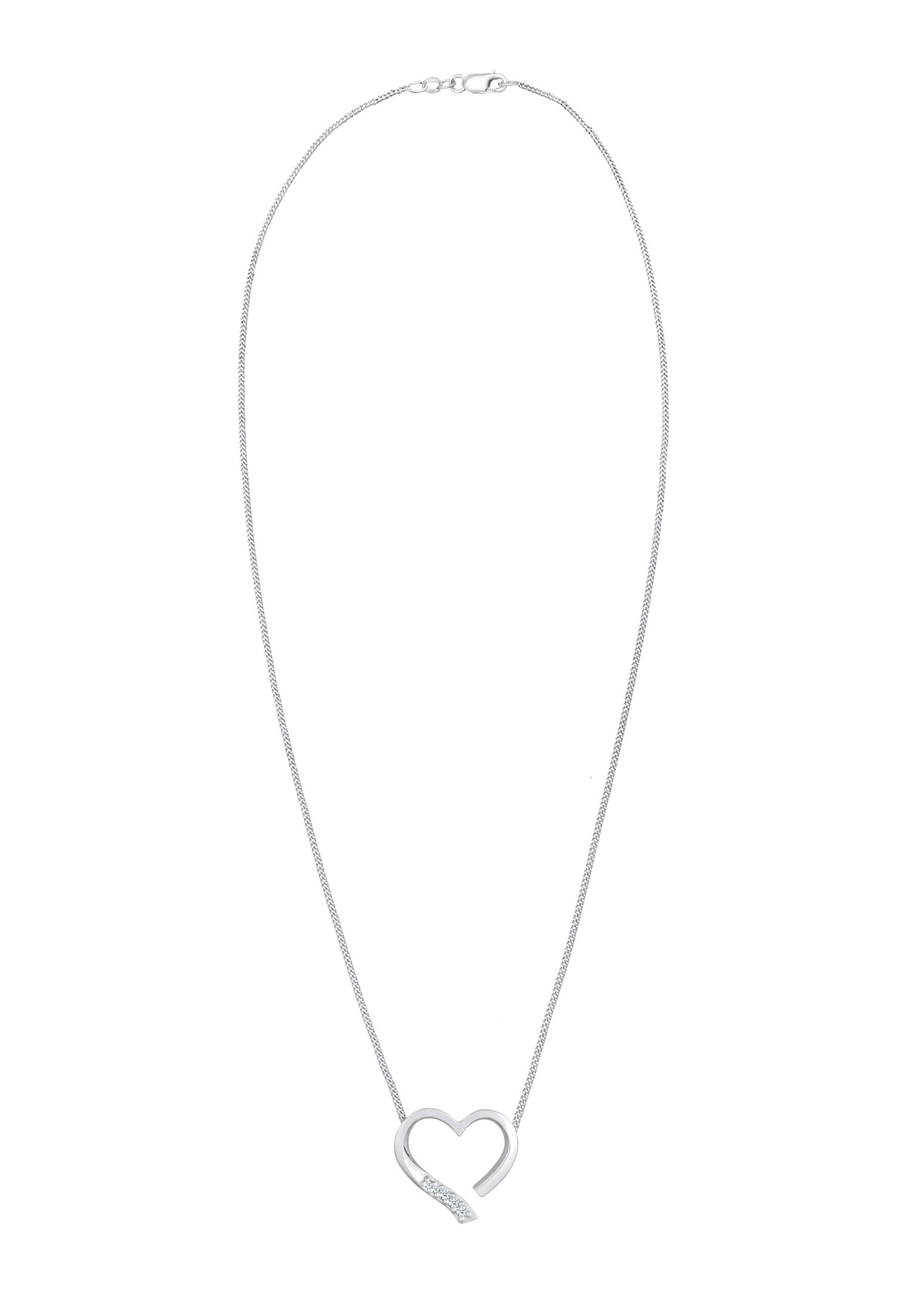 Elli DIAMONDS Femmes Pendentif Coeur Amour Féminin avec Diamant (0.055 ct.) en Argent Sterling 925