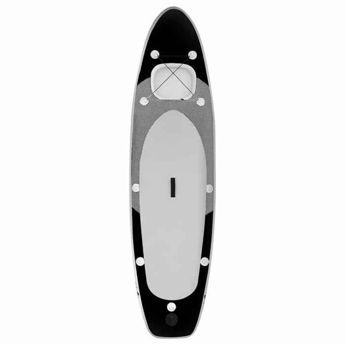 vidaXL Juego de tabla de SUP inflable, tabla de remo, tabla de surf, kit de reparación para exteriores, negro 93384