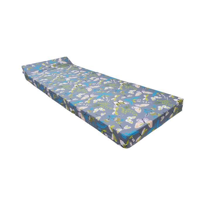 Matelas futon pliable NATALIA SPZOO - Bleu - 200x70x10 cm - Mousse polyuréthane - Housse amovible