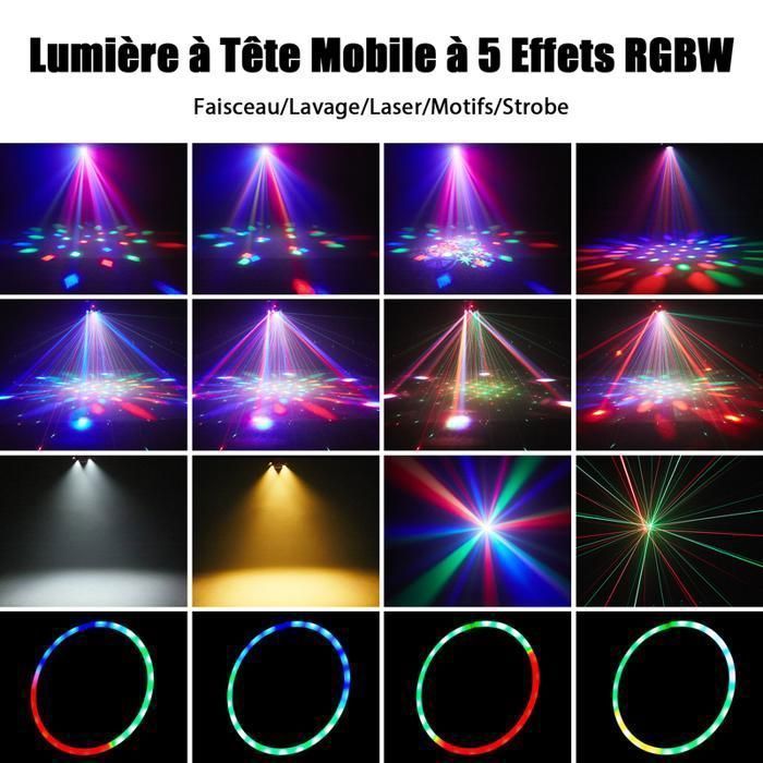 UKing 150W Efeitos de Iluminação - Cabeça Móvel para DJ com LED RGBW, Luz de Palco Rotativa, Laser e Estroboscópica, Ativada por Som e Controle Remoto