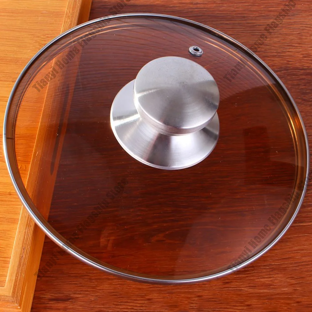 Couvercle de casserole en verre couleur thé, couvercle de poêle à rebord en acier inoxydable, couvercle rond en verre anti-éclaboussures et incassable pour poêle de cuisine polyvalente