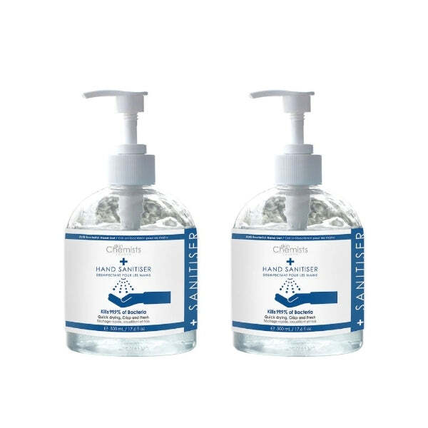 Álcool em gel para as mãos skinChemists 500ml - Pacote com dois frascos - Economize