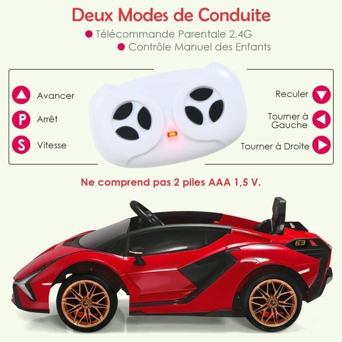 Lamborghini Sian 12V/4.5Ah Electric Ride-On Car for Children Ages 3-8, 2.4G Remote Control, 2 Motors, MP3, USB, TF Card, Radio, Storytelling, Red