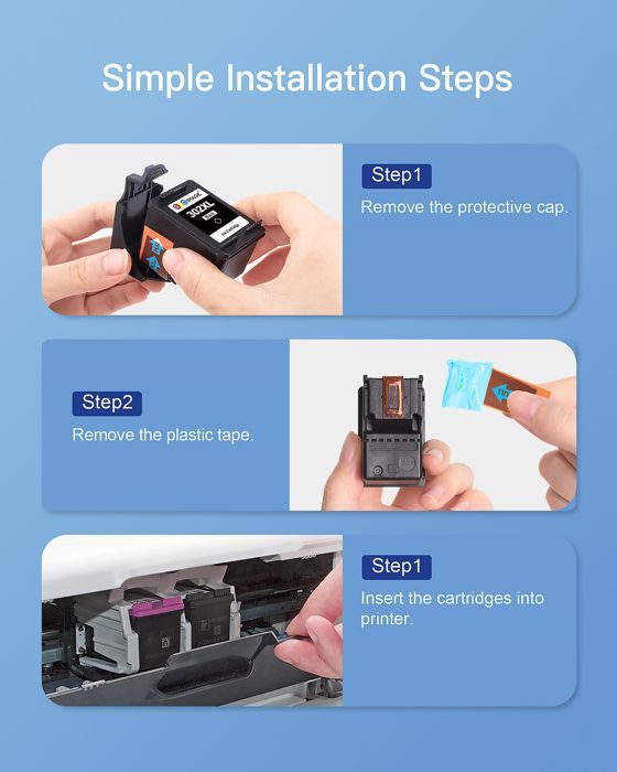 Cartuccia per stampante - GPC Image 302xl - Compatibile con HP 302XL, 302XL per HP Officejet 3831, 3830, 3833, 3835, 4650