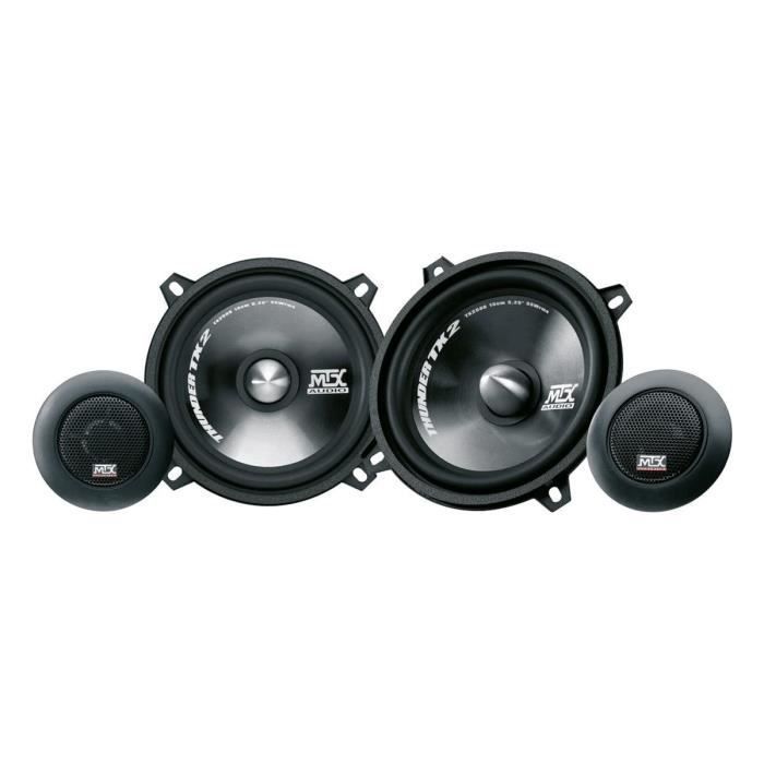 Kit de altavoces para coche MTX TX250S de 2 vías: tweeter de neodimio de 13 cm, 55 W RMS y 4 Ω, cono de polipropileno con cúpula de seda de 25 mm.