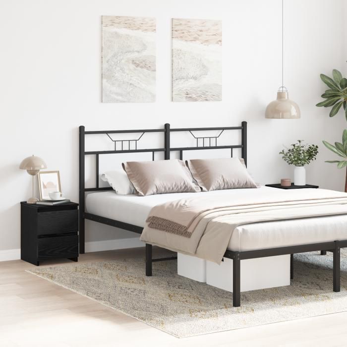 Set of 2 bedside tables with 2 drawers, black oak effect, 30x30x40 cm - contemporary style