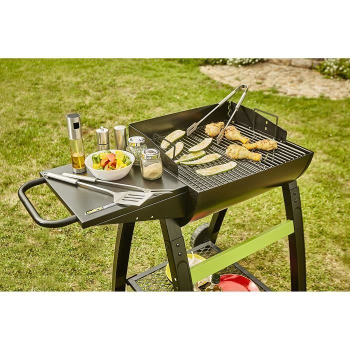 COOK'IN GARDEN TONINO 50 Houtskoolbarbecue - L 102 x B 71 x H 90 cm - Kookoppervlak: 42 x 41,5 cm - Zwart