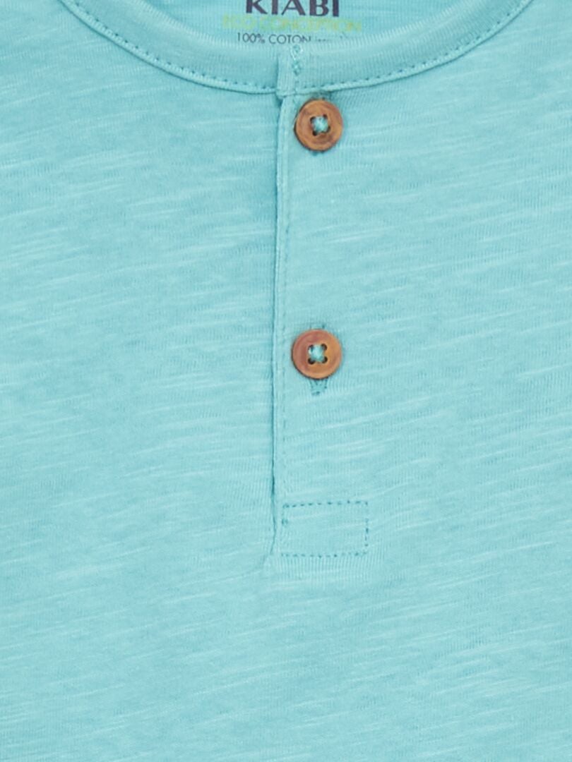 Henley-hals T-shirt - BLAUW