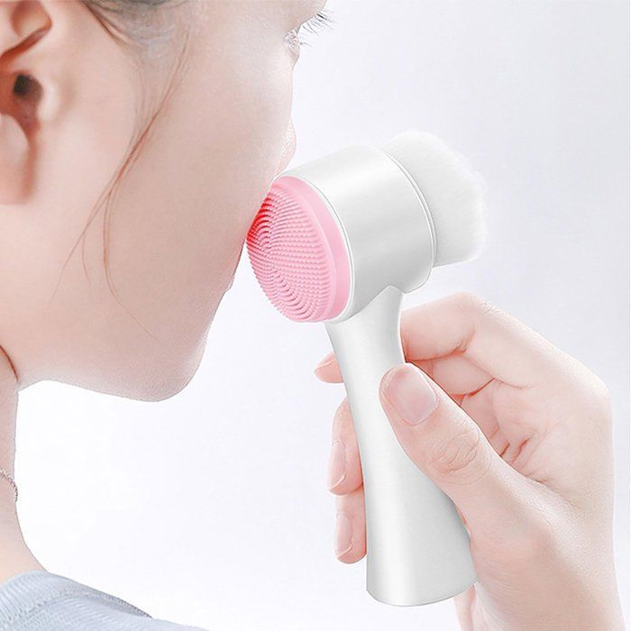 Set mit 2 manuellen Gesichtsreinigungsbürsten, 2-in-1-Reinigungsbürste, doppelseitige Silikon-Peelingbürste