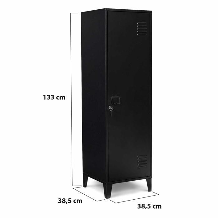 IDMARKET Armoire vestiaire ESTER 1 porte métal noir design industriel