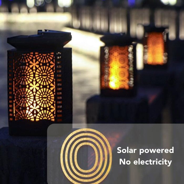 Linterna LED solar para exteriores Ulisem - Llama parpadeante - IP65 - Alimentada por energía solar