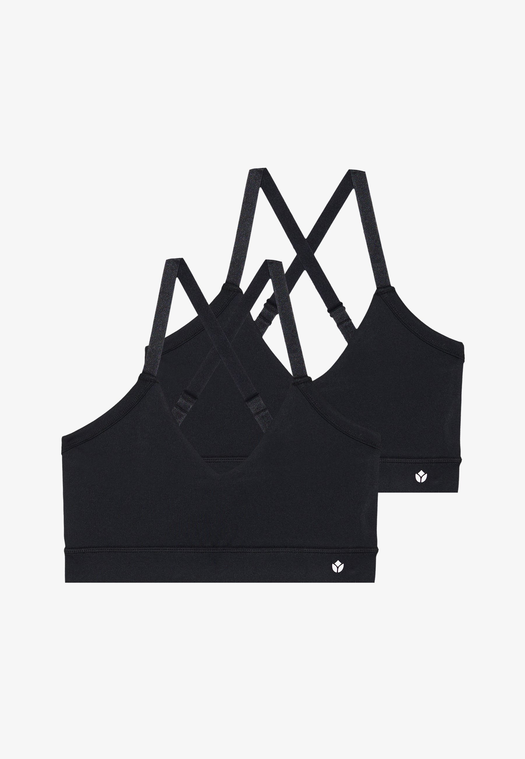 Soutien-gorge de sport Even&Odd Active ESSENTIAL (lot de 2) à maintien moyen et dos croisé ajustable - Noir