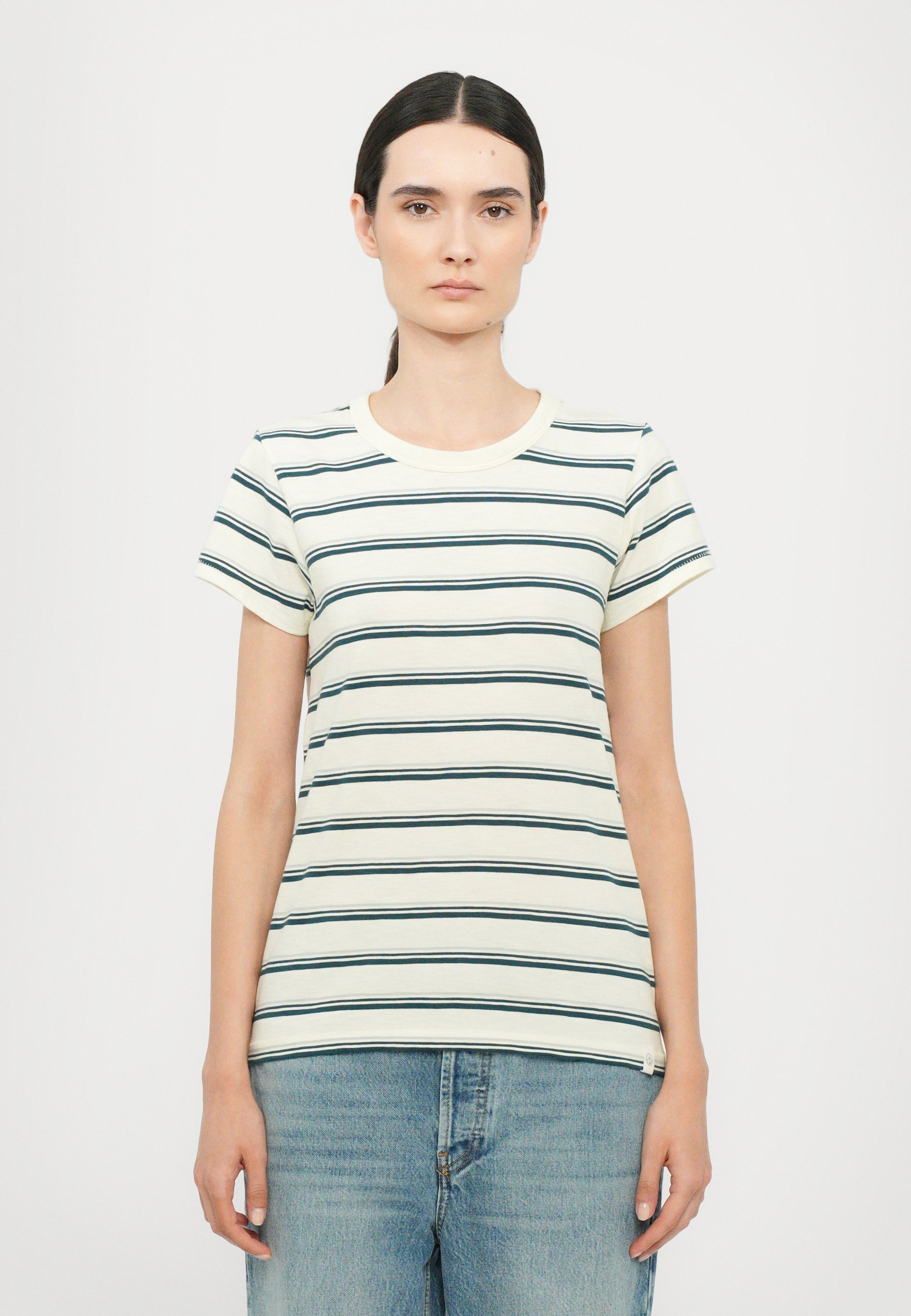 rag & bone THE SLUB STRIPE TEE - T-shirt met print - wit