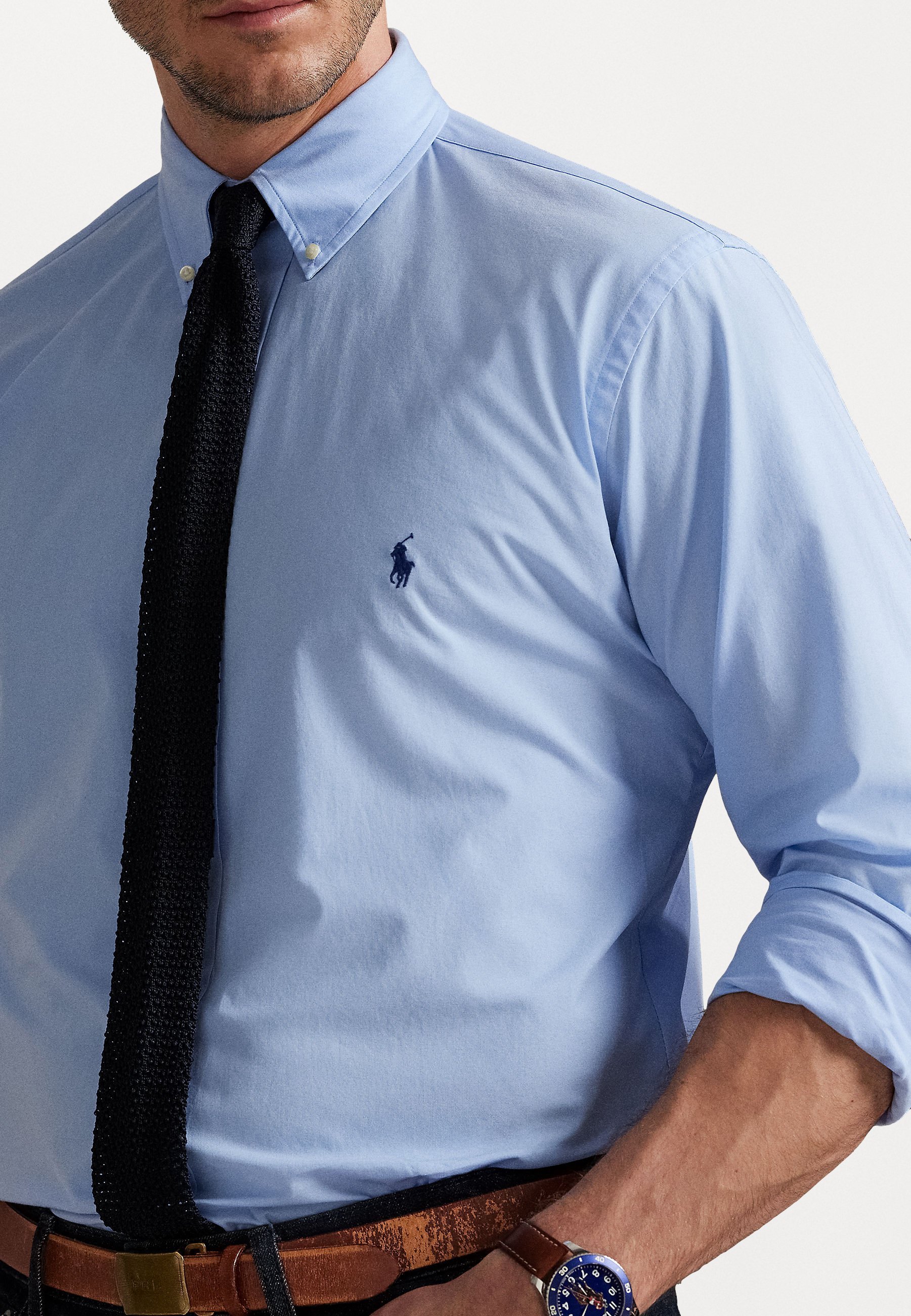 Camicia Polo Ralph Lauren Big & Tall in popeline elasticizzato - Blu Austin
