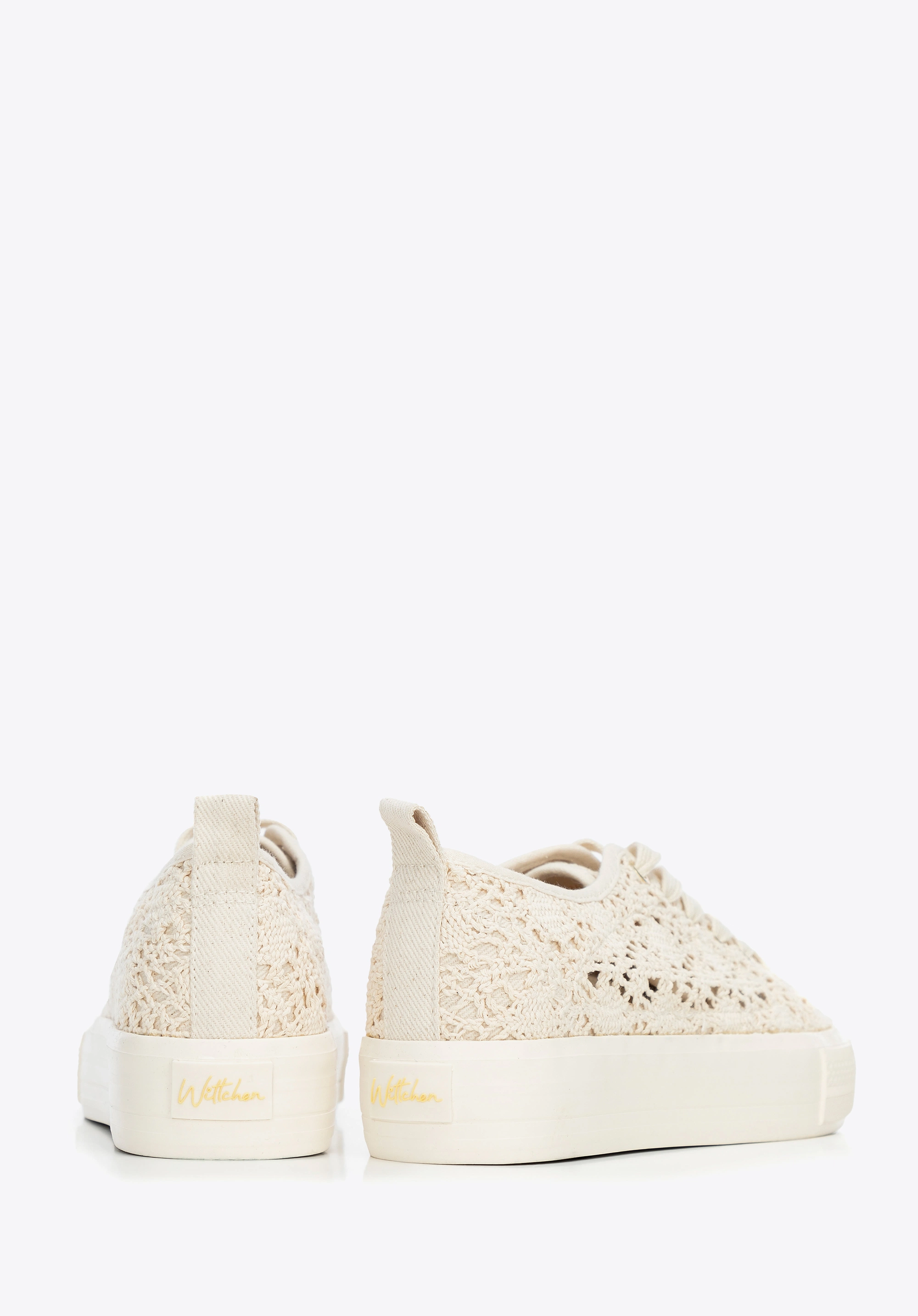 Damskie sneakersy ażurowe beżowe