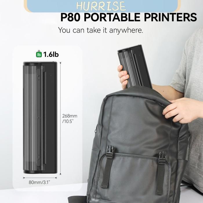 Stampante termica Tbest, stampante per carta A4 con trasferimento termico diretto, 300 dpi, wireless, mini stampante da tavolo, confezione nera