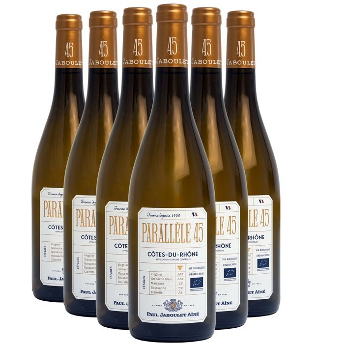 Paul Jaboulet Ainé Côtes du Rhône Parallèle 45 2025 - White Wine from the Rhône Valley (6 x 75cl) Organic