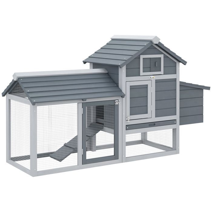 PawHut - Pollaio - Legno di abete - 150,5x54x87 cm - Grigio