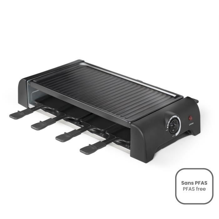 Raclette para 8 personas - LIVOO - DOC312 - 1300W - 8 personas - Placa antiadherente extraíble - Termostato ajustable