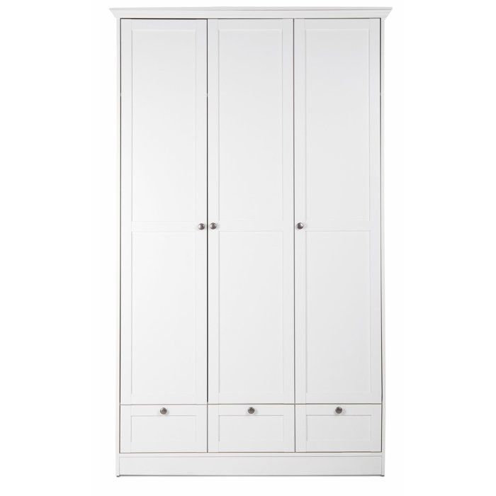 Armoire de chambre - LANDWOOD 18 - Blanc - 3 portes - 120 x 51 x 200 cm