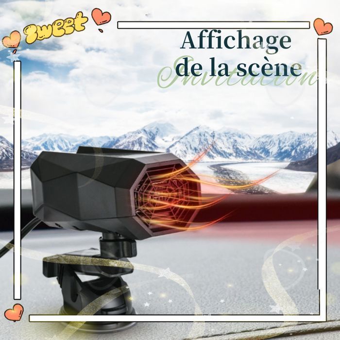 Calefactor para coche PASSIONOVA de 12 V y 150 W con descongelación rápida, rotación flexible, enchufe para encendedor de cigarrillos y ventosas: calefacción auxiliar para invierno.