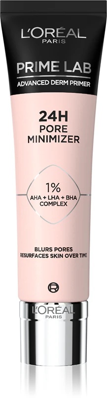 „L'Oréal Paris Prime Lab 24H Pore Minimizer“ makiažo pagrindas, skirtas odai lyginti ir poroms mažinti.