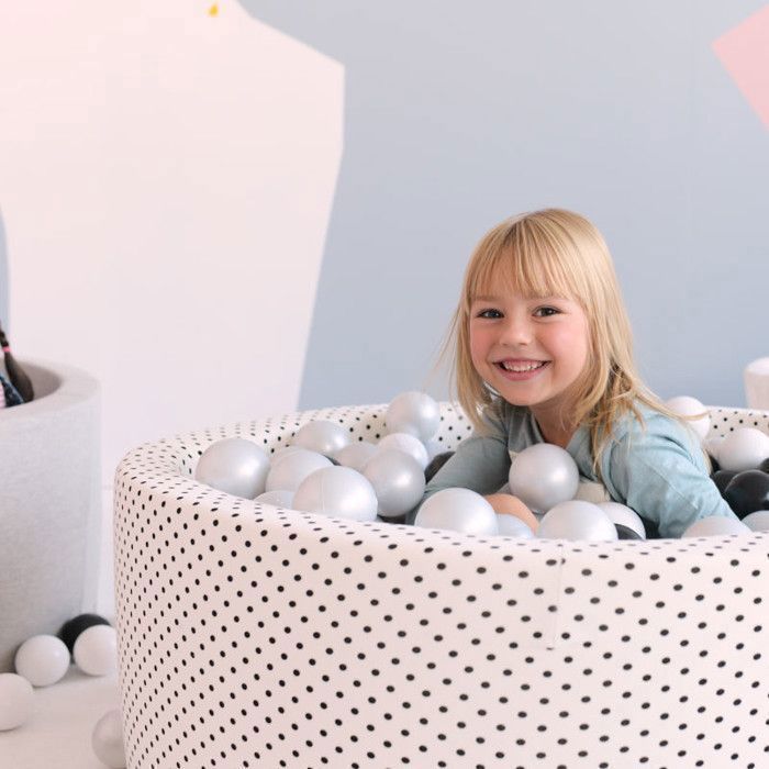 MISIOO Kleurrijke plastic ballen voor baby's en kinderen, 6 cm, 300 ballen: zilver/parelwit/transparant