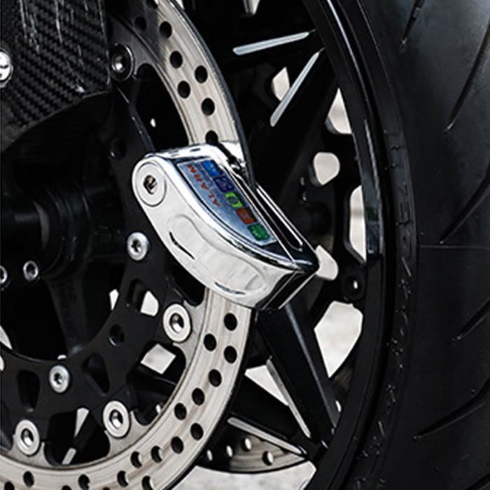 Dispositivo antirrobo para motocicleta, candado de disco con alarma para motocicleta, dispositivo antirrobo con alarma para patinete eléctrico (moto, bicicleta, patinete) - Plateado