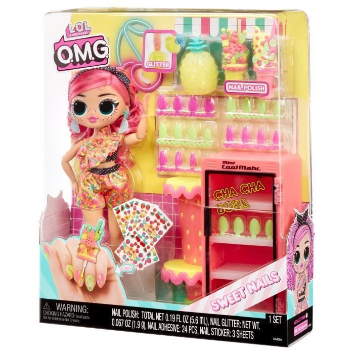 LOL Surprise OMG Sweet Nails™ - Nail Bar - Bambola alla moda Pinky Pops Fruit Shop - Tema frutta - Età 4+